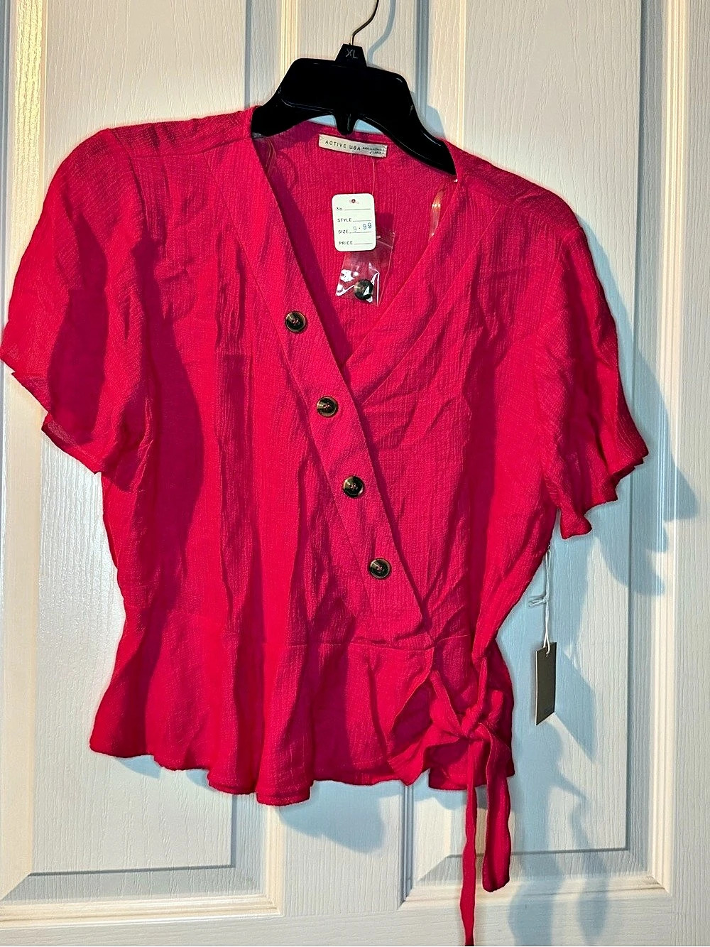 Activa USA Pink Peplum Blouse Size large NWT